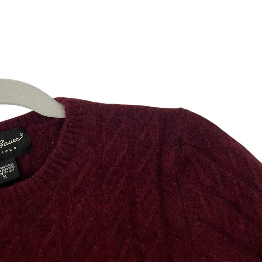 Eddie Bauer Vintage Maroon Cable Knit Lambs Wool Crewneck Sweater - Picture 5 of 8
